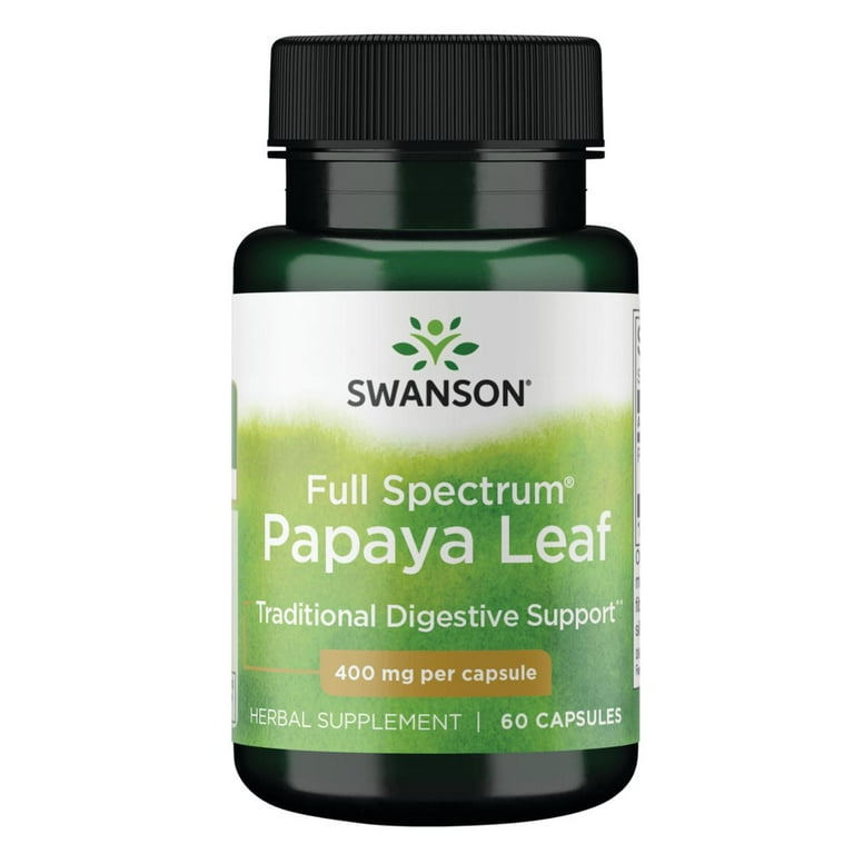 Swanson Full Spectrum Papaya Leaf Capsules, 400 mg, 60 Count