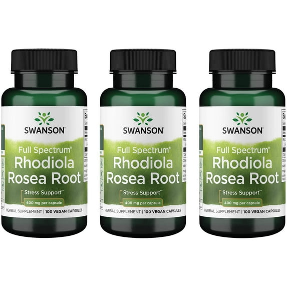 Swanson Full Spectrum Rhodiola Rosea Root, Helps Maintain Healthy Energy & Stress Levels, 400 mg (100 Capsules) (3-pack)