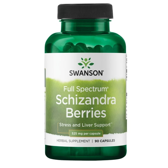 Swanson Full Spectrum Schizandra Berries - Herbal Supplement Promoting Stress Support & Liver Health - Helps Easy Body and Mind w/Natural Ingredients - (90 Capsules, 525mg Each)