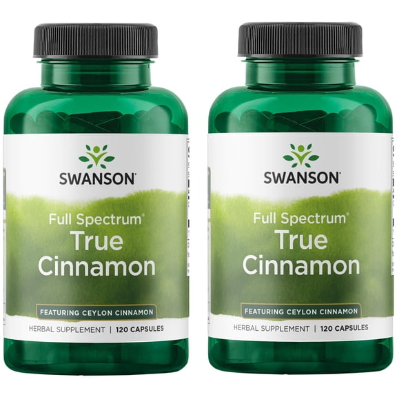 Swanson Full Spectrum True Cinnamon - Herbal Supplement - (120 Capsules, 300mg Each) 2 Pack