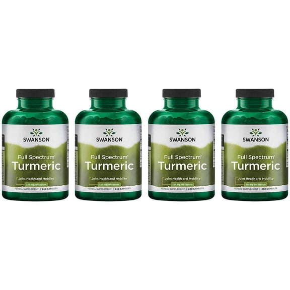 Swanson Full Spectrum Turmeric (Curcumin) - Joint Health, Digestion, Heart Health & Liver Support Supplement - Curcuma Longa Formula Promoting Memory Support - (240 Capsules)