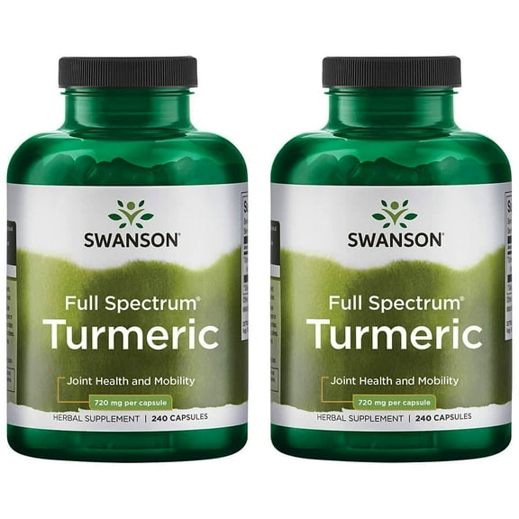Swanson Full Spectrum Turmeric (Curcumin) - Joint Health, Digestion, Heart Health & Liver Support Supplement - Curcuma Longa Formula Promoting Memory Support - (240 Capsules)