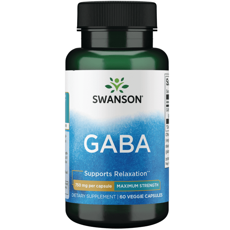 Swanson Gaba - Maximum Strength 750 mg 60 Veggie Capsules