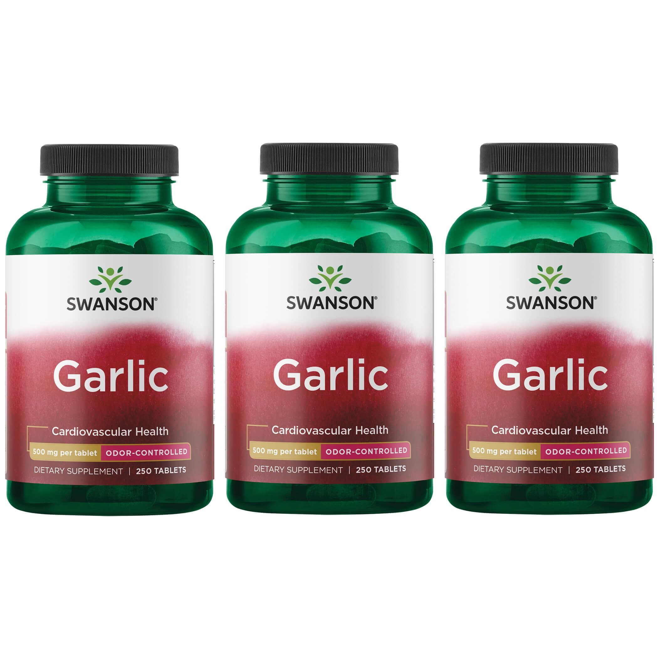 Swanson Garlic OdorControlled 500 mg 250 Tabs 3 Pack