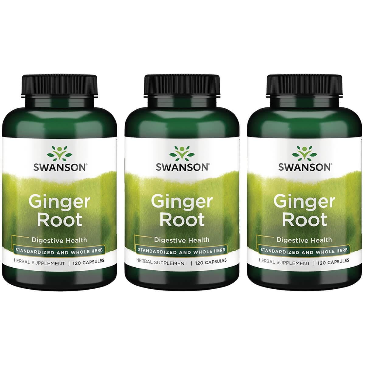 Swanson Ginger Root Standardized and Whole Herb 120 Caps 3 Pack