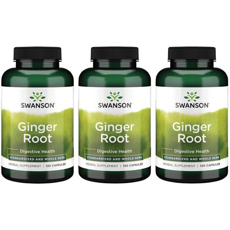 Swanson Ginger Root - Standardized and Whole Herb 120 Caps 3 Pack