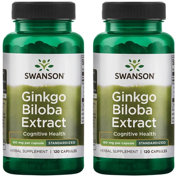 Swanson Ginkgo Biloba Extract - Standardized 60 mg 120 Caps 2 Pack