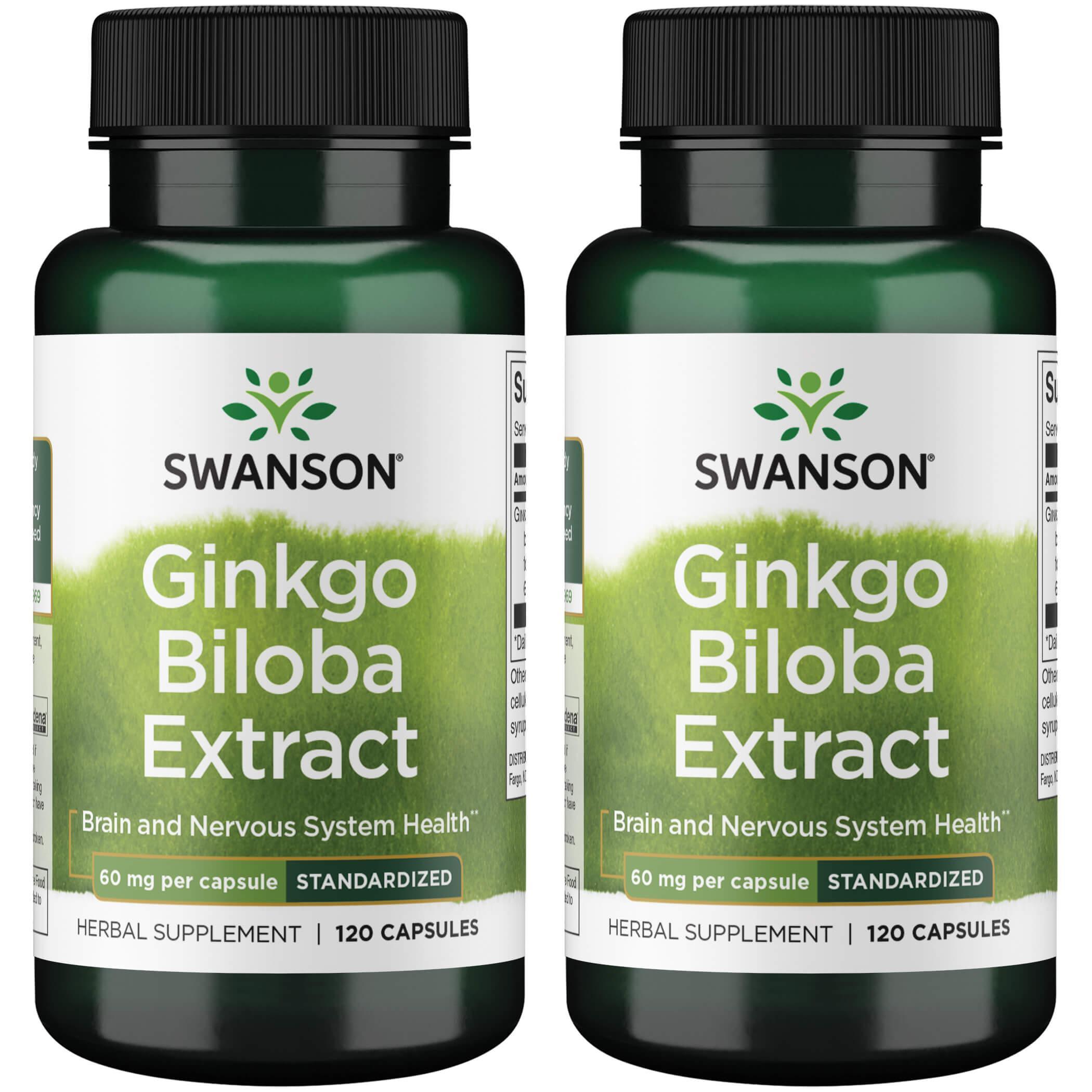 Swanson Ginkgo Biloba Extract Standardized 60 Mg 120 Caps 2 Pack 