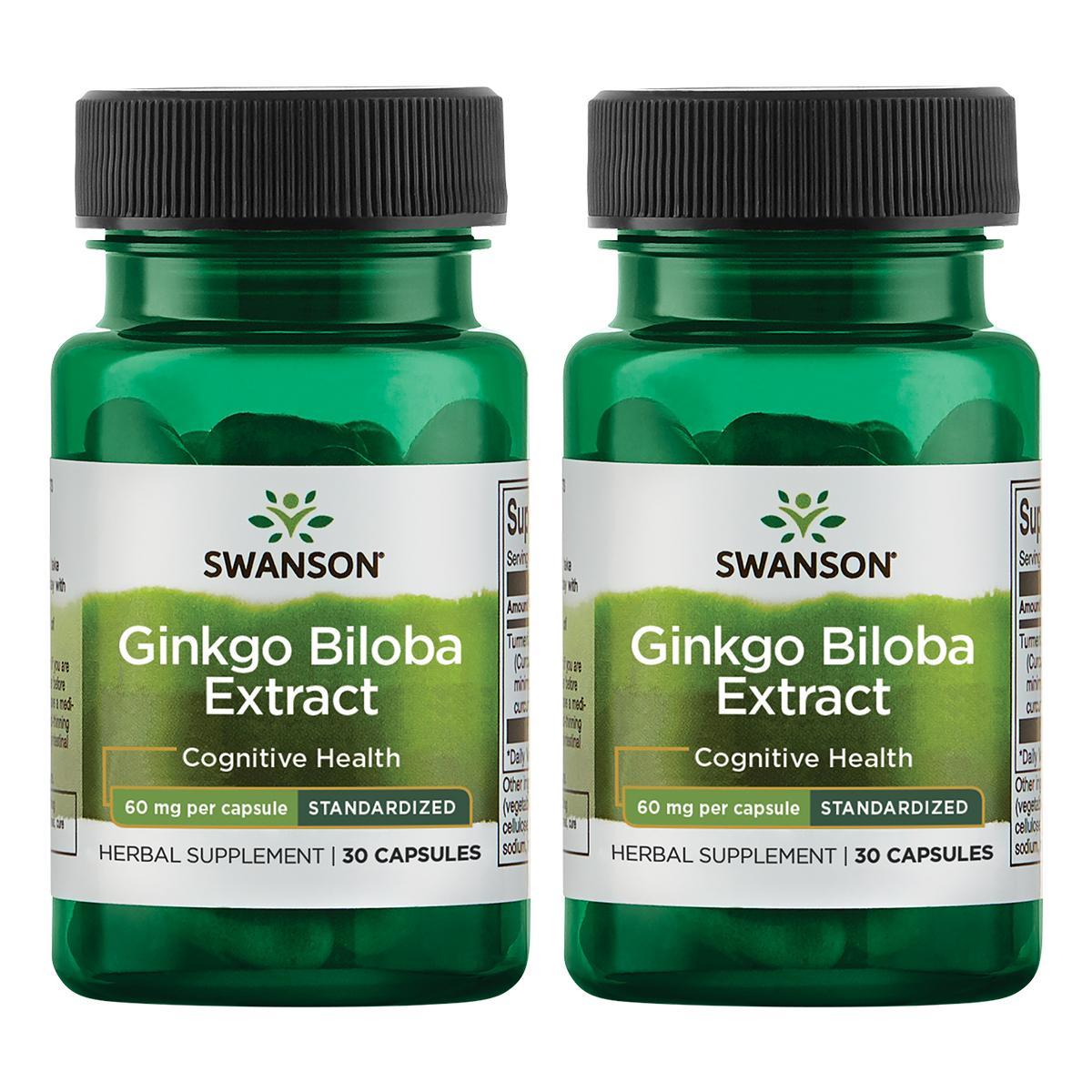 Swanson Ginkgo Biloba Extract Standardized 60 Mg 30 Caps 2 Pack 
