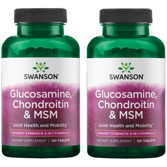 Swanson Glucosamine, Chondroitin & Msm - Highest Strength 3-in-1 Formula 2 Pack