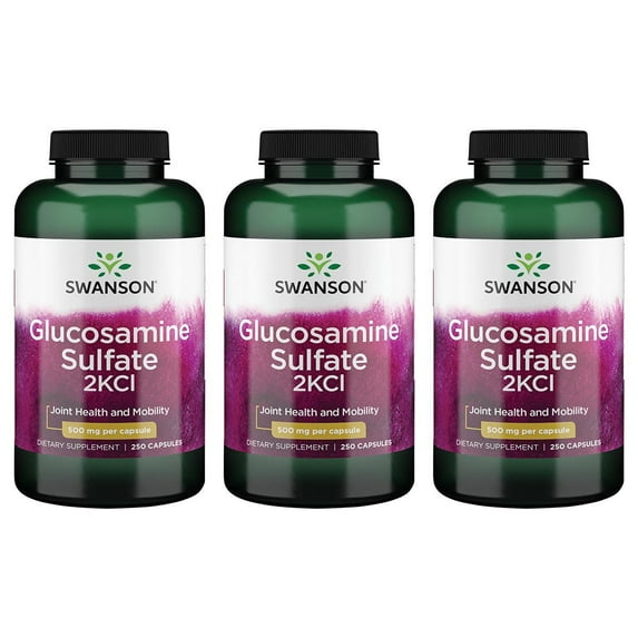 Swanson Glucosamine Sulfate 2Kcl 500 mg 250 Caps 3 Pack