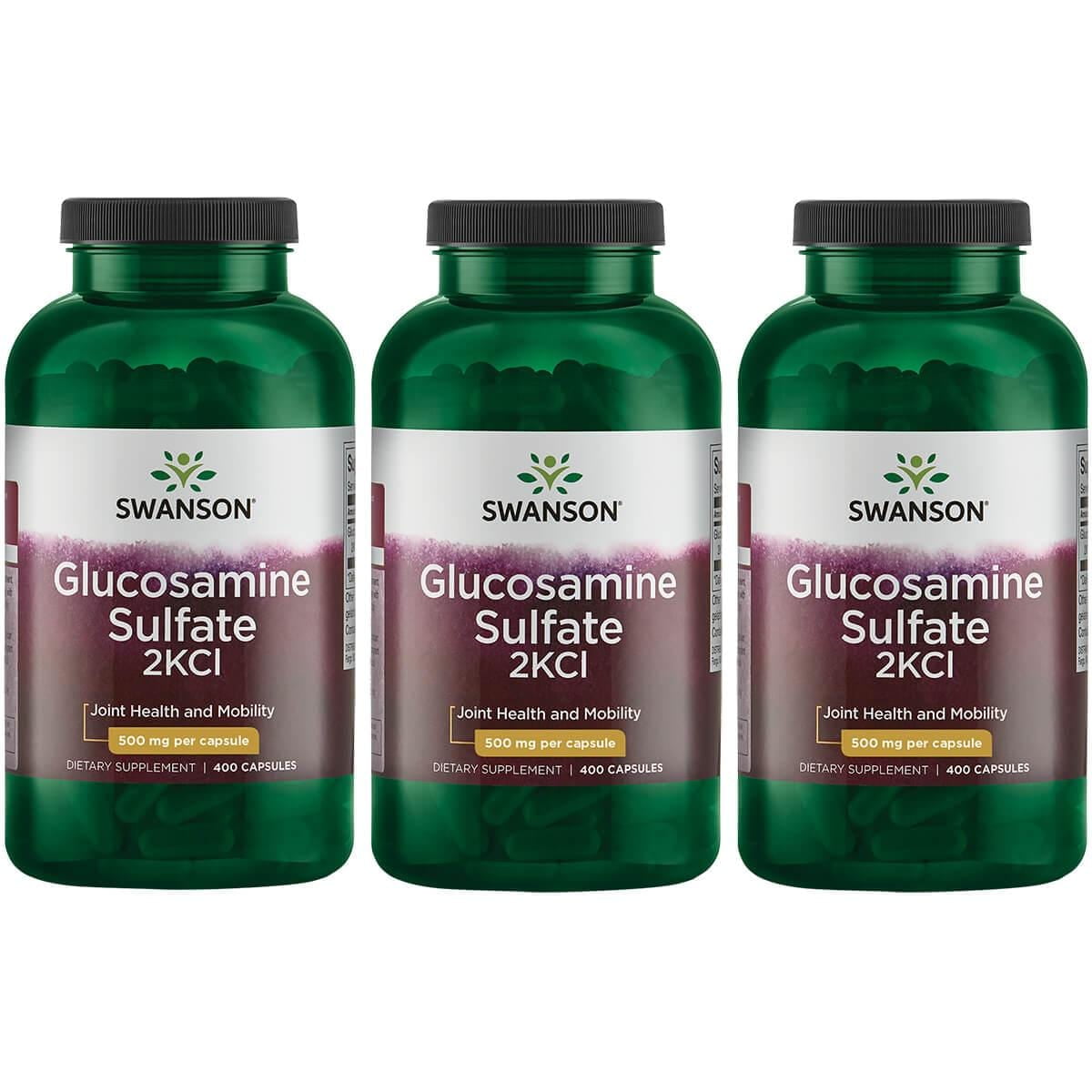 Swanson Glucosamine Sulfate 2Kcl 500 mg 400 Caps 3 Pack