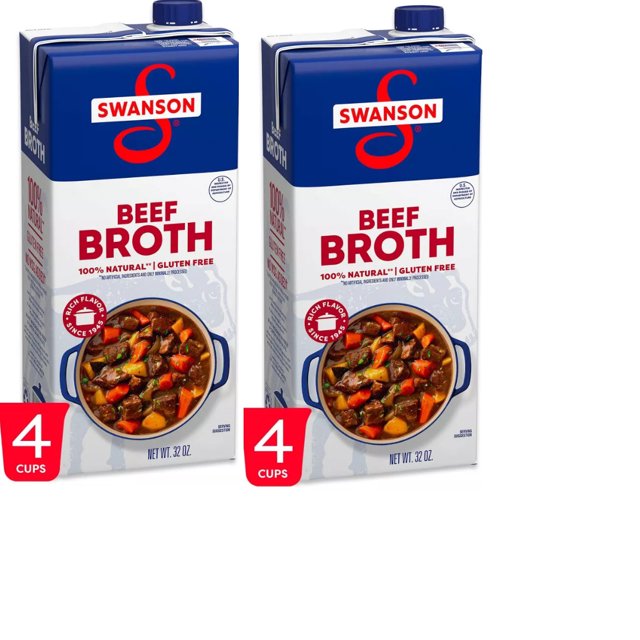 Swanson Gluten Free Low Sodium Beef Broth 32 fl oz pack of 2