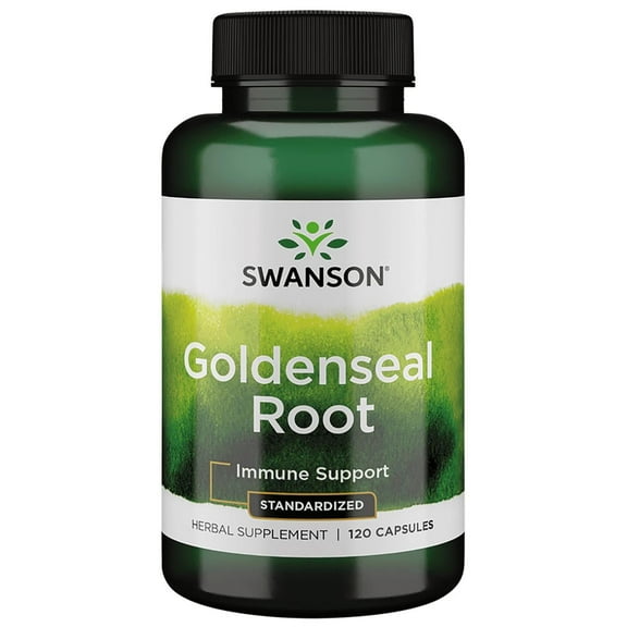 Swanson Goldenseal Root - Herbal Supplement Promoting Immune Support and Overall Wellness - Features Goldenseal Root Extract Standardized to Minimum 5% Total Alkaloids - (120 Capsules, 125mg Each)
