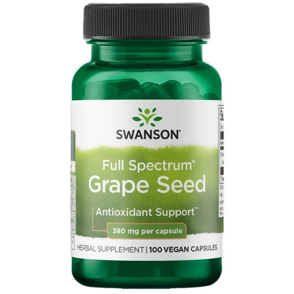 Swanson Grape Seed Heart Antioxidant Free Radicals Healthy Blood Pressure Support Polyphenols OPCS (Oligomeric Proanthocyanidins) Herbal Supplement 380 mg 100 Capsules