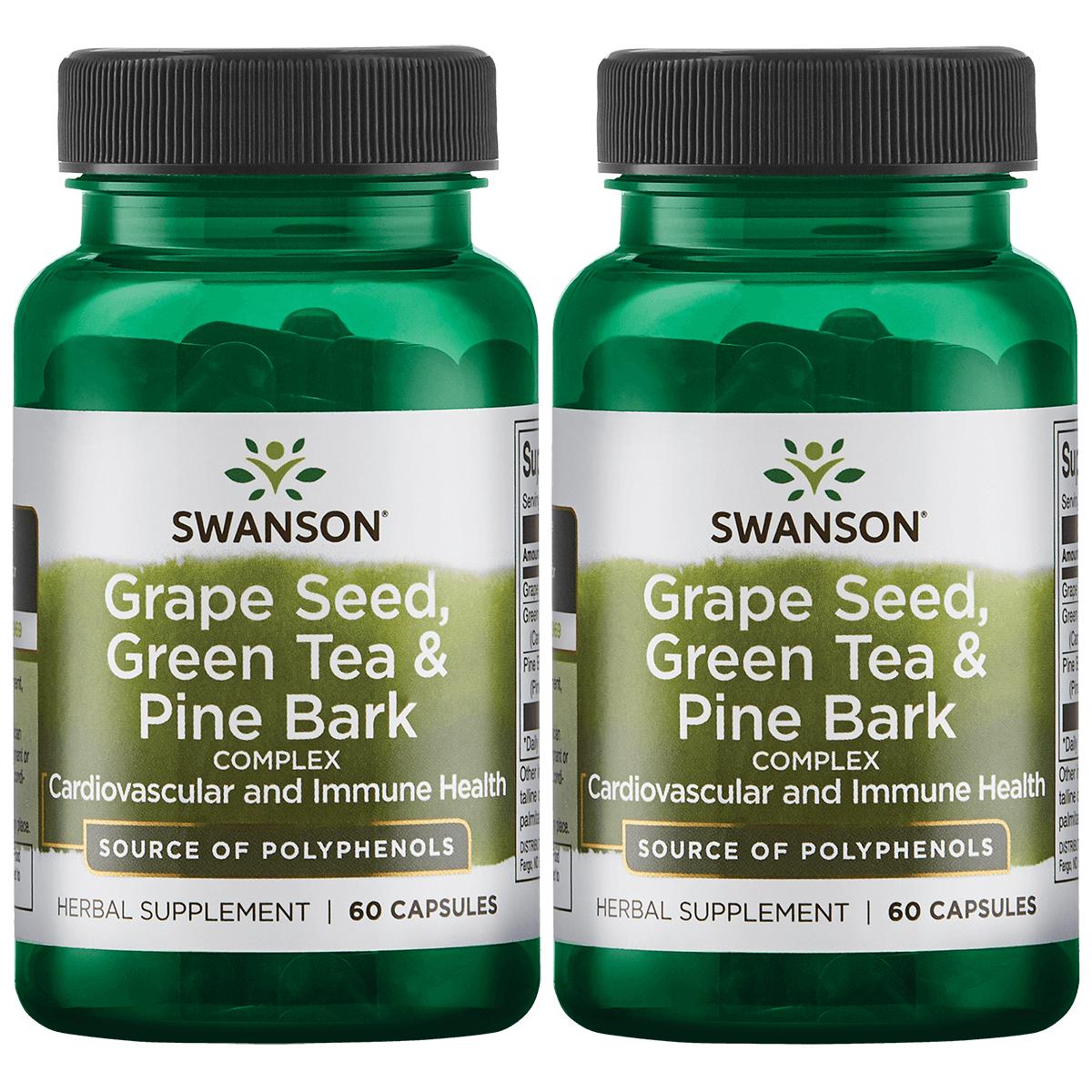 Swanson Grape Seed, Green Tea & Pine Bark Complex 60 Caps 2 Pack