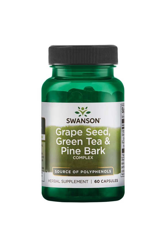 Grape Seed Green Tea & Pine Bark Complex Heart Cardiovascular Immune Support Health Antioxidant Healthy Blood Pressure Support Polyphenols OPCS Herbal Supplement 60 Capsules (Caps)