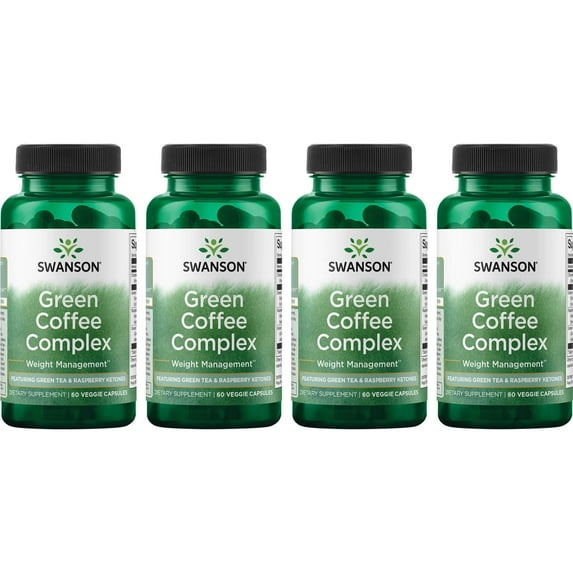 Swanson Green Coffee Complex - Featuring Green Tea & Raspberry Ketones 4 Pack