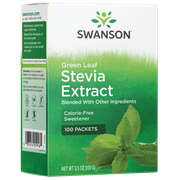 Swanson Green Leaf Stevia Extract 100 Packets