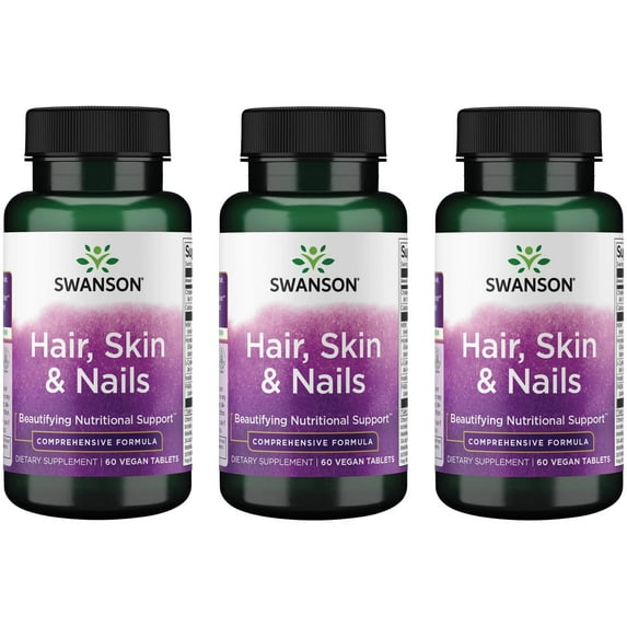 Swanson Hair, Skin & Nails 60 Vegan Tabs 3 Pack