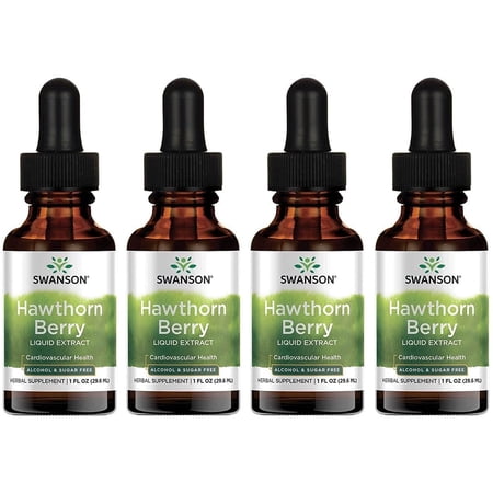 Swanson Hawthorn Berry Leaf & Flower Liquid Extract (Alcohol-Free) 1 fl Ounce (29.6 ml) Liquid (4 Pack)