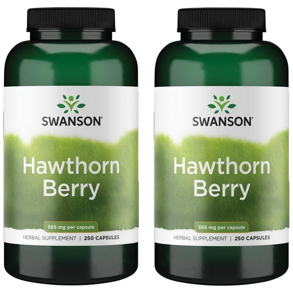 Swanson Hawthorn Berry Supplement- Antioxidant Flavonoids (250 Capsules, 565 mg each) 2 Pack