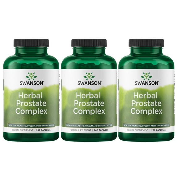 Swanson Herbal Prostate Complex - Men's Supplement - Features Pygeum, Saw Palmetto & Stinging Nettle - (200 Capsules) (3 Pack)