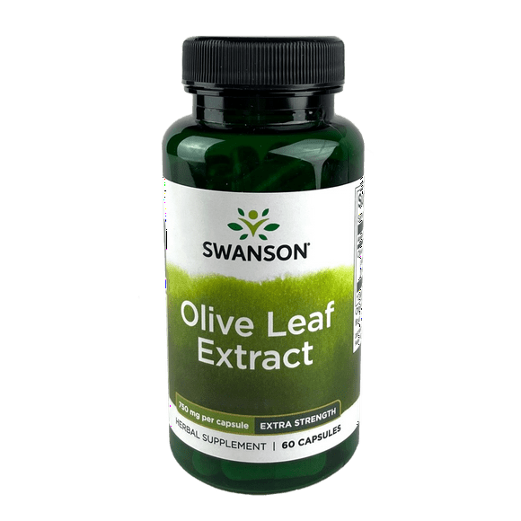 Swanson Olive Leaf Extract Capsules with 20% Oleuropein - (60 Capsules, 750mg Each)