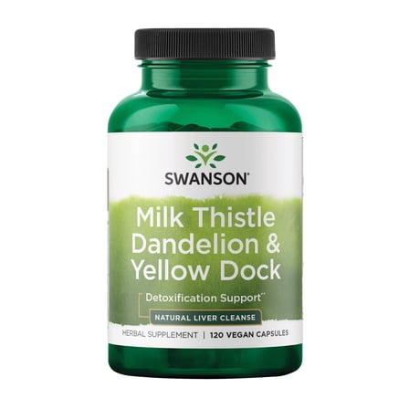 Swanson Milk Thistle, Dandelion & Yellow Dock - Herbal Liver Support Supplement - Natural Supplement Helping to Maintain Overall Health & Wellbeing - (120 Capsules) 1 Pack