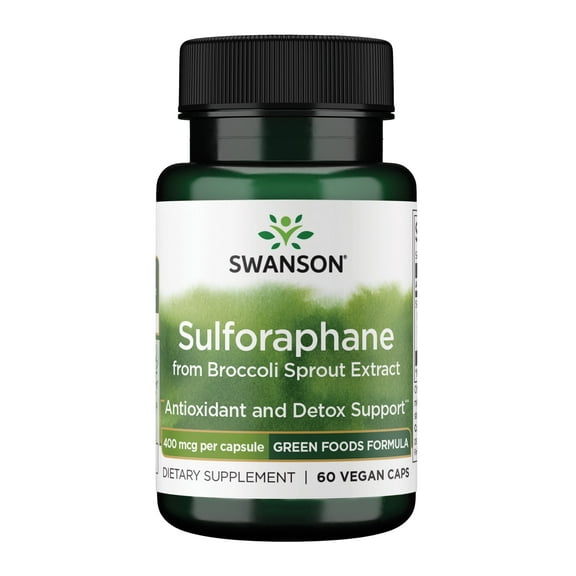 Swanson Sulforaphane - Broccoli Sprout Extract Supporting Cellular, GI Tract, and Liver Health - Natural Supplement Standardized to 0.4% Sulforaphane - (60 Veggie Capsules, 400mcg Each)