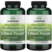 Swanson High Absorption Ashwagandha & Black Pepper - Featuring Bioperine 2 Pack