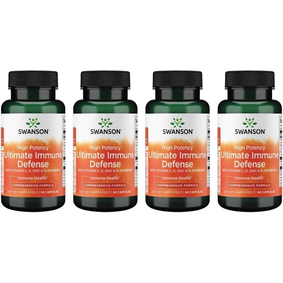 Swanson High Potency Ultimate Immune Defense with C, D, Zinc & Elderberry 4 Pack