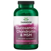 Swanson Higher Strength 3-in-1 Glucosamine, Chondroitin and MSM Tablets, 240 Count