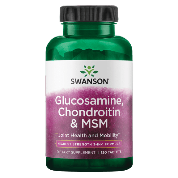 Swanson Highest Strength 3-in-1 Formula Glucosamine, Chondroitin and Msm Tablets, 1800 mg, 120 Count