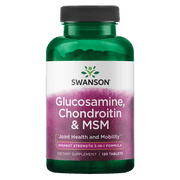 Swanson Highest Strength 3-in-1 Formula Glucosamine, Chondroitin and Msm Tablets, 1800 mg, 120 Count