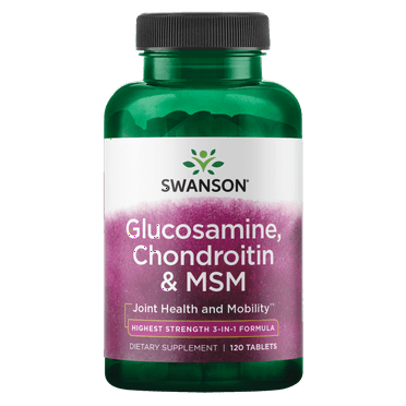 Swanson Highest Strength 3-in-1 Formula Glucosamine, Chondroitin and Msm Tablets, 1800 mg, 120 Count