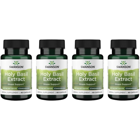 Swanson Holy Basil Extract - Standardized 400 mg 60 Caps 4 Pack