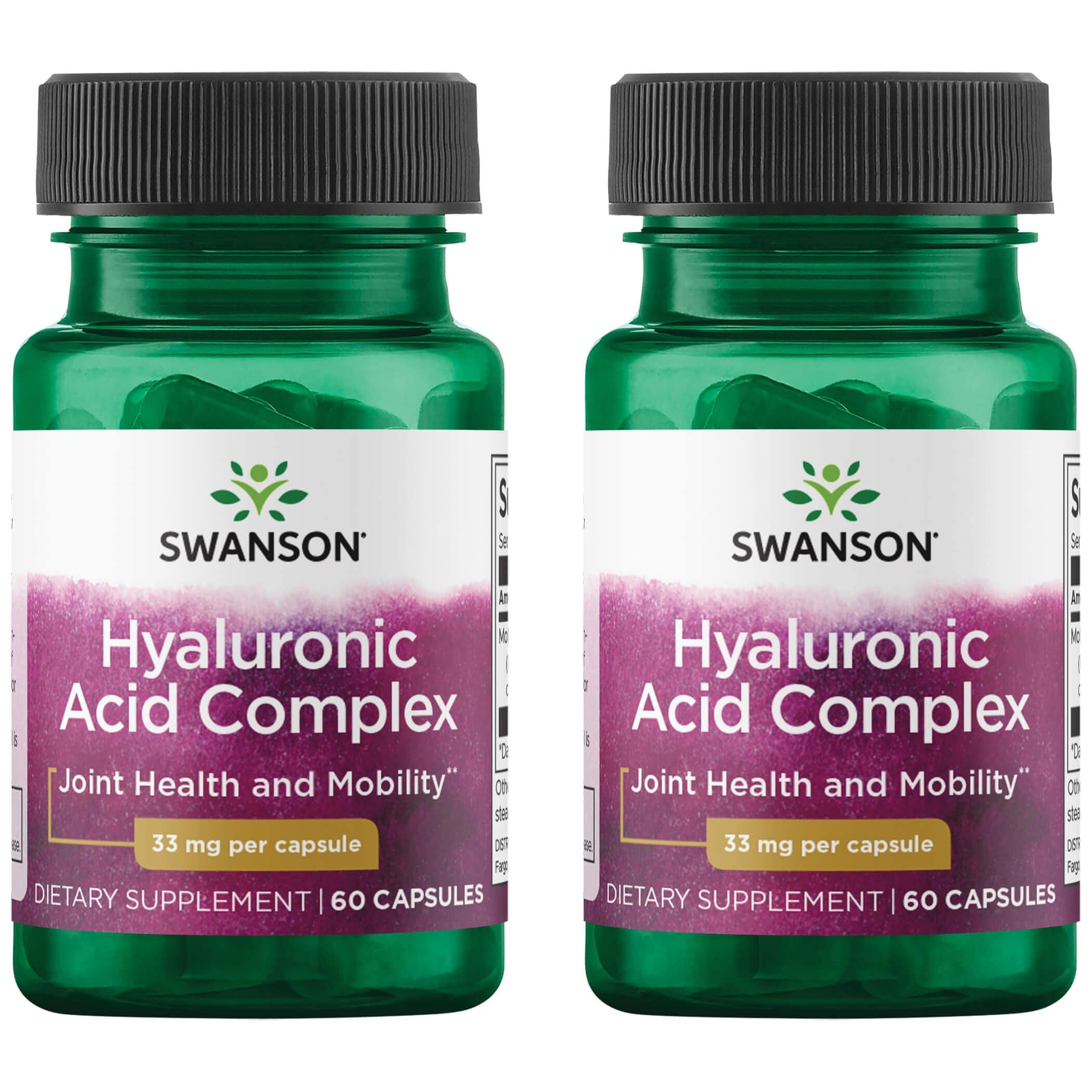 Swanson Hyaluronic Acid Complex 33 mg 60 Caps 2 Pack