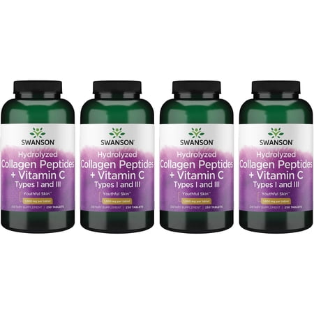Swanson Hydrolyzed Collagen Peptides + Vitamin C Types I and Iii  4 Pack