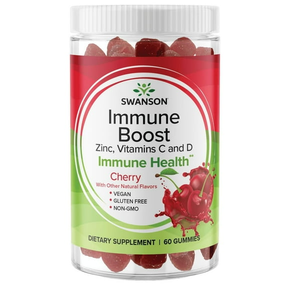 Swanson Immune Boost Gummies with Zinc, Vitamins C and D - Cherry 60 Gummies
