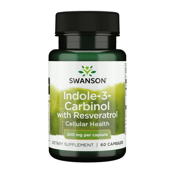 Swanson Indole-3-Carbinol with Resveratrol - I3C Supplement Promoting Cellular Protection - Natural Supplement to Help Maintain Healthy Hormone Balance - (60 Capsules, 200mg Each)