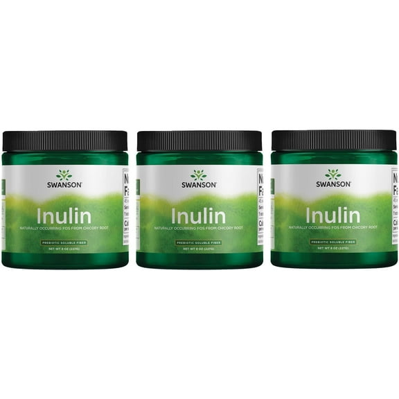 Swanson Inulin - Prebiotic Soluble Fiber Powder Promoting Digestive Health - Naturally Occurring FOS from Chicory Root Supporting Overall Gut Performance - (8 oz Each) (3 Pack)