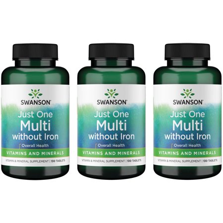 Swanson Just One Multi - Without Iron 130 Vegan Tabs 3 Pack