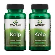 Swanson Kelp - Natural Iodine Source Supporting Thyroid Health - Mineral Supplement w/ Iodine Source Standardized 0.4% - 250 Tablets, 225mcg Each 2 Pack