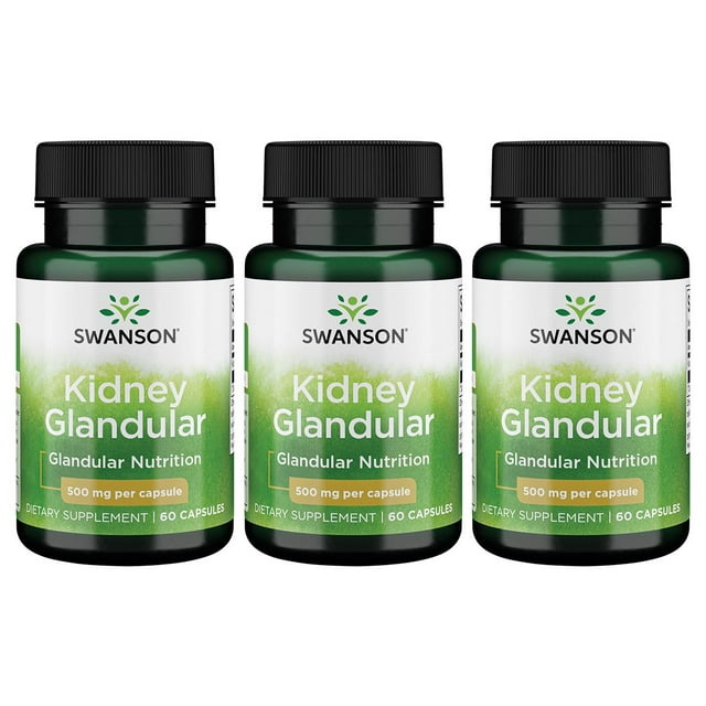 Swanson Kidney Glandular 500 mg 60 Caps 3 Pack