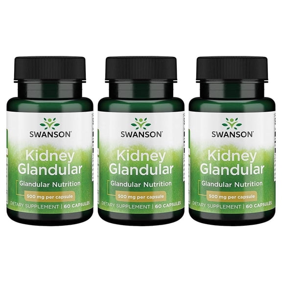 Swanson Kidney Glandular 500 mg 60 Caps 3 Pack