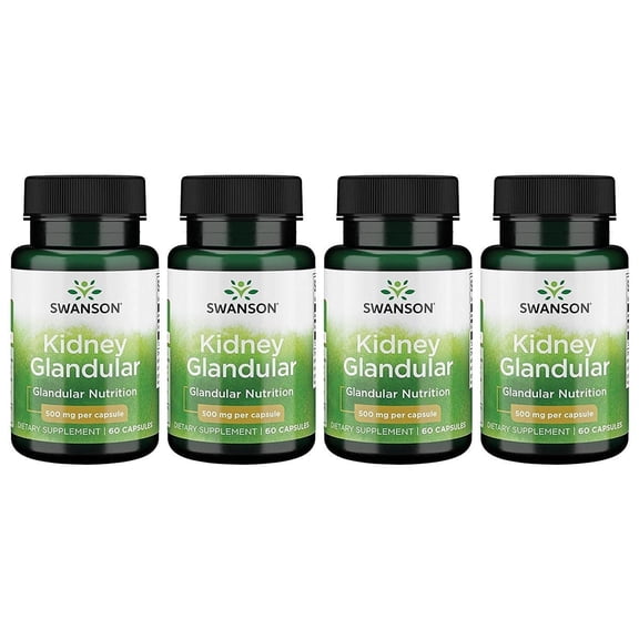 Swanson Kidney Glandular 500 mg 60 Caps 4 Pack