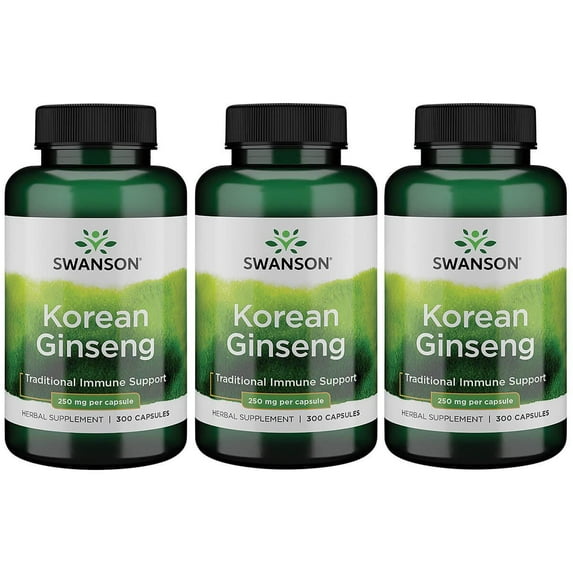 Swanson Korean Ginseng 250 mg 300 Caps 3 Pack