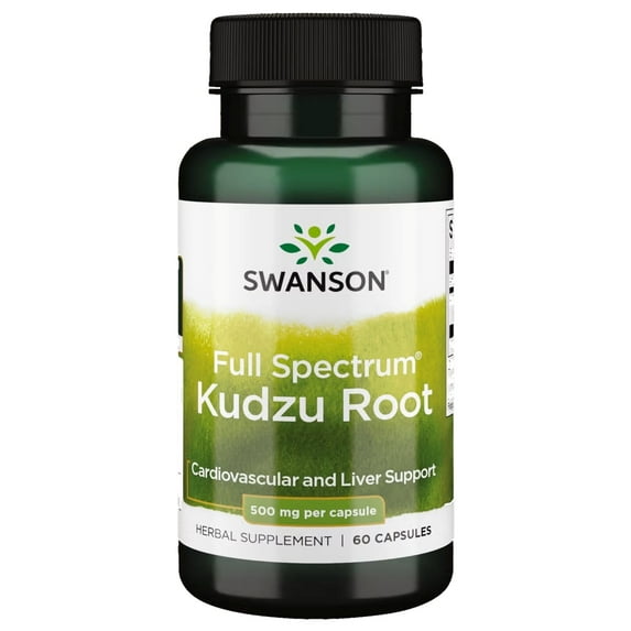 Swanson Full Spectrum Kudzu Root - Herbal Supplement Supporting Heart Health & Liver Health - May Support Healthy Blood Pressure & Cholesterol Levels - (60 Capsules, 500mg Each)