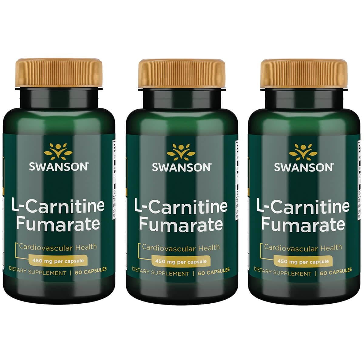 Swanson LCarnitine Fumarate 450 mg 60 Caps 3 Pack
